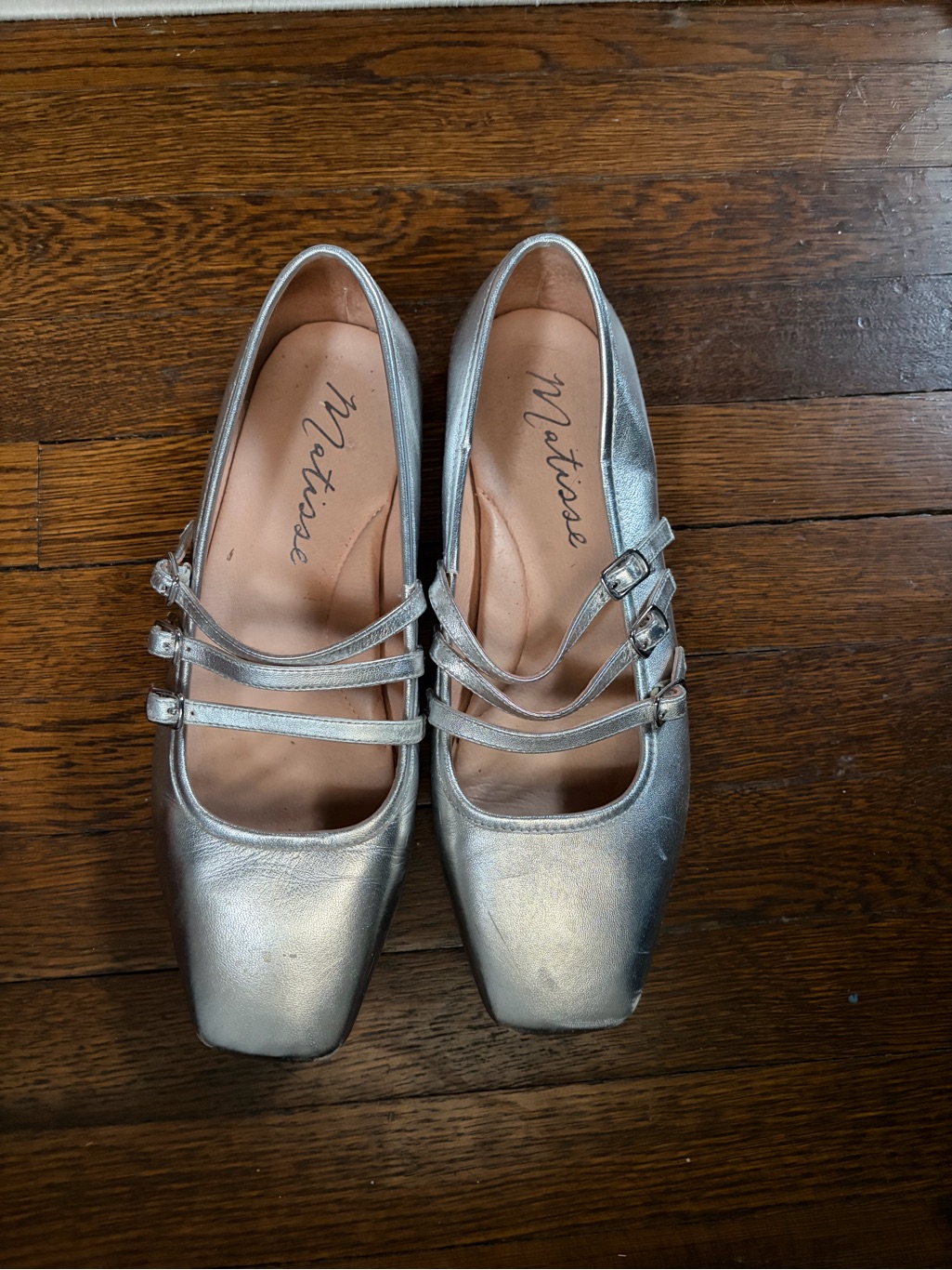 Matisse Metallic Silver TripleStrap Flats